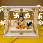 Decorative Krishna Jhula for Laddu Gopal | Premium White Swing Mandir